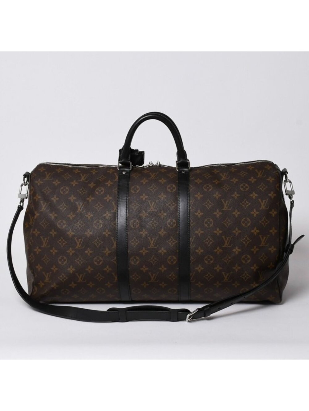 Louis Vuitton Monogram Macassar Keepall Bandouliere 55 Boston Bag Brown Black